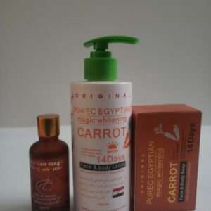 Purec egyptian magic whitening carrot lotion ,soap and pure egyptian magic serum